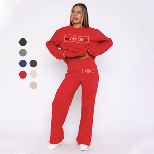 ชุดกางเกงขากว้างคอกลมแขนยาวทรงหลวมสำหรับผู้หญิงชุดวิ่งชุดกีฬา2ชิ้นโลโก้ที่กำหนดเองสำหรับฤดูใบไม้ร่วงฤดูหนาว - Product Image 5