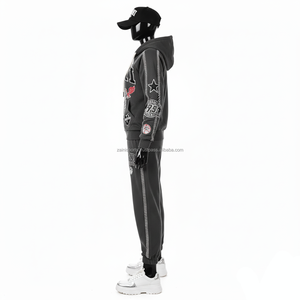 Chándal de lana Premium para mujer, 330 GSM, mezcla de poliéster y algodón suave, Color Gris Carbón, chándales con estampado de logotipo personalizado de talla grande - Product Image 3