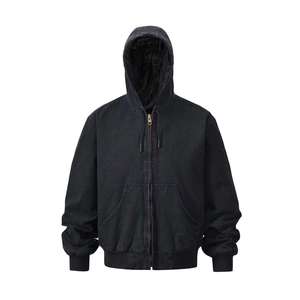 Hot Selling Handsome Style Men's Thick Jackets Plus Size Winter Varsity Men's <b>Garment</b> Washed Full Zip up Jacket - Product Image 1