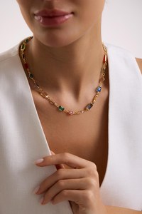 Collar de Piedras Preciosas Coloridas de Esmeralda, Rubí y Zafiro, Plata de Ley 925, Chapado en Oro de 14K - Product Image 2
