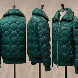 Men <b>Quilted</b> Padded Bomber <b>Jacket</b> Circular <b>Pattern</b> Ribbed Cuff Zip Up Warm Winter <b>Jacket</b> OEM ODM Wholesale - Product Image 4