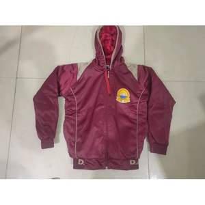 Sweat-shirt décontracté pour enfants avec capuche, unisexe, en polyester satiné, couleur bordeaux, design uni, uniforme scolaire pour garçons et filles - Product Image 5