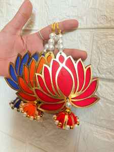 MDF Wood Lotus Garlands with Jhumka/ Tassels for Home Decor, Pooja, Weddings, Diwali, Mehendi, Housewarming & Festival Backdrop - Product Image 3