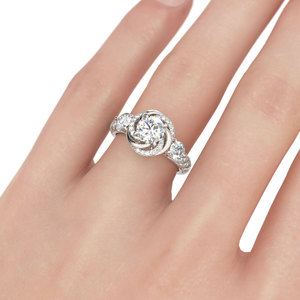 แหวนหมั้นเพชรโมอิสซาไนต์ทรงกลม Jeulia Floral Halo ตัวเรือนเงินแท้ชุบโรเดียม - Product Image 4