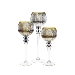 New Arrival Hand Blown Colored Glass Mercury <b>Red</b> Etched Glass <b>Candle</b> Holder for Party - Product Image 3