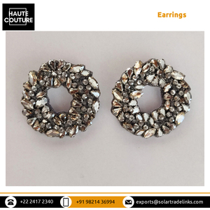 Boucles d'oreilles guirlande de fête personnalisables pour femmes 4 cm de diamètre Topaze Hue Gouttes Argent Cristal Disponible en différentes tailles - Product Image 2