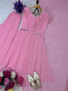 Conjunto de Vestido y Pantalón Plazzo de Diseñador para Mujer con Dupatta para Bodas, Fiestas y Festivales, Ropa Étnica India al por Mayor - Product Image 5