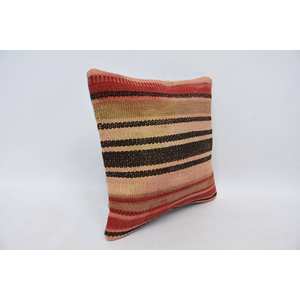 Oreiller en patchwork multicolore Kilim 14x14 pouces Coussin en laine tissée de luxe Feuilles moelleuses Vintage Accent décoratif de chevet - Product Image 3