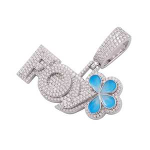 Colgante de Plata de Ley 925 con Letra Personalizada y Diamante Moissanita de Corte Brillante Redondo, Estilo Hip Hop, Regalo para Hombre - Product Image 1