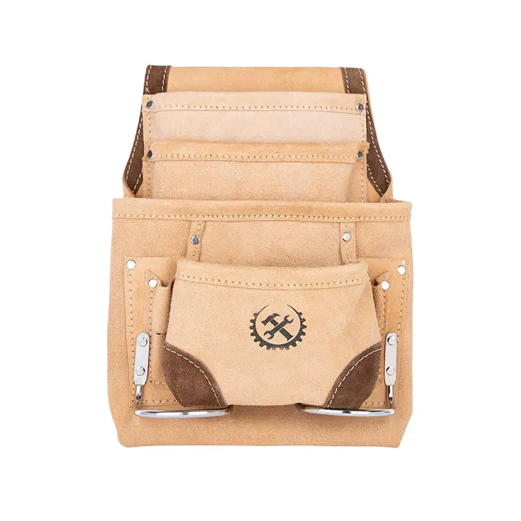 Worthbuy — pochette à outils en cuir véritable, 2 supports pour marteau et 8 poches, qualité supérieure, 100% cuir véritable, ceinture à outils