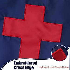 Bandiera Cristiana Resistente 3x5 Piedi, Croce Ricamata con Frange Dorate e Manica per Chiesa, Banner di Gesù per Interni - Product Image 2