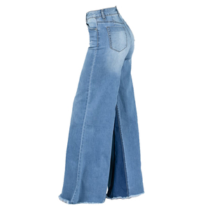 Pantalon évasé en denim lavé surdimensionné pour femmes taille haute Slim bleu jean respirant Vintage pantalons longs pour printemps été décontracté - Product Image 6