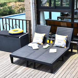 Chaises longues doubles en plastique <span class=keywords><strong>pour</strong></span> patio de <span class=keywords><strong>piscine</strong></span>, chaises longues <span class=keywords><strong>pour</strong></span> bain de soleil au bord de la <span class=keywords><strong>piscine</strong></span> - Product Image 2