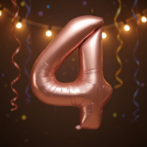 Palloncino Numero 4 Oro Rosa 100cm per Decorazioni Festa - Product Image 3