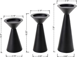Luxurious Top Best Product in <b>Black</b> Finished <b>Candle</b> Holder Metal Aluminum <b>Candle</b> Pillar Stand Set of 3 Best Price for Home Decor - Product Image 5