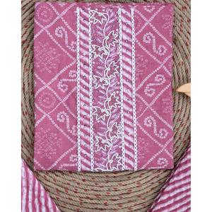 Traditional <b>Pink</b> Screen-Printed Cotton Unstitched Salwar Kameez with Dupatta (SHKS1100) Pakistani Style Indian Dress - Product Image 2