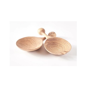 Vente flash : service à salade en bois, bois de manguier poli émaillé, avec plateau rond assorti - Product Image 5