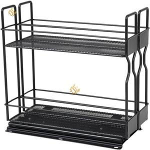 Porte-épices de cuisine en fer solide avec revêtement en poudre noire Meilleure vente Porte-épices de comptoir classique de grande taille à 2 niveaux de qualité supérieure - Product Image 4