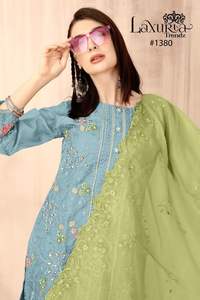 Último diseñador Organza Hilo Bordado Trabajo Kurti Set Por Fab Zone - Product Image 4