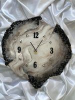 Jam Dinding Resin Epoxy VISUAL - Ukuran dan Bentuk Dapat Disesuaikan, Dioperasikan dengan Baterai, Desain Geometris Abstrak Buatan Tangan Mewah Modern untuk Pernikahan