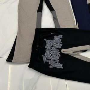 Pantalons évasés en molleton polyester/coton de haute qualité sur mesure en gros, style streetwear pour hommes, broderie, taille élastique, séchage rapide - Product Image 6