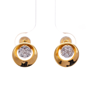 Modernos Pendientes Geométricos Dorados con Circonitas - Joyería de Fiesta para Mujer a la Moda - Product Image 1