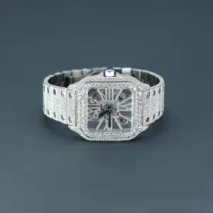 カスタマイズされたサイズとヒップホップスタイルのvvs透明度を備えたステンレス鋼素材で作られた男性用のラボで成長したダイヤモンド腕時計
