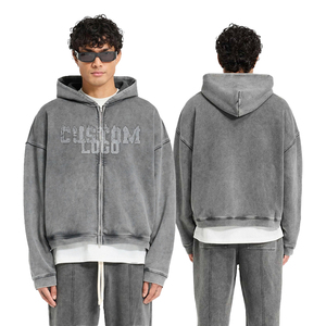 2026 invierno lavado ácido personalizado cómodo hombres Joggers conjuntos ácido lavado Logo con capucha entrenamiento ropa deportiva patrón sólido chándal - Product Image 4
