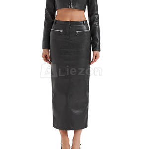 Jupe en cuir pleine longueur pour femmes, parfaite pour le bureau, jupe mince pour un usage quotidien en stock - Product Image 5