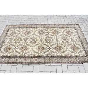 Alfombra Turca de 3.8x6.9 pies, Alfombra Vintage, Alfombra a Rayas Marrones - Product Image 3