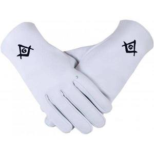 Gants de maître maçon de la Loge Bleue 2026 avec compas carré en cuir blanc et broderie, régalia maçonnique d'extérieur, OEM disponible - Product Image 3