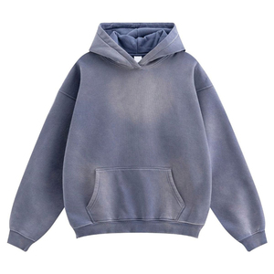 Sweat à capuche pour homme, tendance, bleu délavé à l'acide, ample, manches longues, sweat à capuche pour homme - Product Image 2