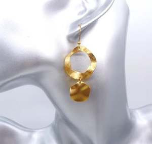 Pendientes colgantes de latón, Pendientes colgantes circulares, Pendientes de latón martillado, Pendientes colgantes geométricos - Product Image 5