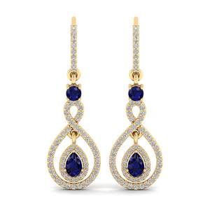 REYES-Pendientes colgantes de zafiro azul de 1 quilate con corte de pera de Plata de Ley 925 personalizados para mujer, joyería colgante para fiesta de boda - Product Image 2