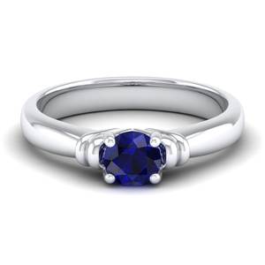 Bague solitaire en argent sterling 925 REYES, prix de gros, saphir bleu taille ronde 0,5 carat, bijoux en pierres précieuses pour femmes - Product Image 5