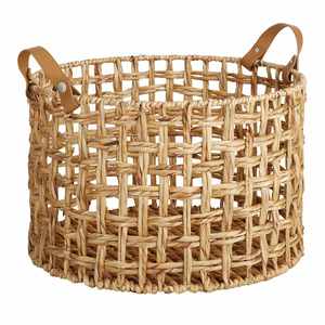 Water Hyacinth Storage <b>Basket</b> With Handles Handwoven <b>Wicker</b> Organizer Natural <b>Laundry</b> <b>Basket</b> Open Weave Home Storage <b>Basket</b> - Product Image 1