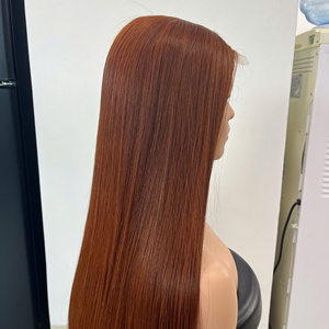 LINU Ginger Honey Virgin Vietnamese Lace Front <b>Wig</b> Double Drawn 250% Density HD Transparent for Lace Base <b>Long</b> Length 300gr - Product Image 1