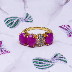 Ruby White Topaz <b>Ring</b> Women Ladies Gold Plated Dazzle Precious Charm <b>Chunky</b> 925 Sterling <b>Silver</b> <b>Ring</b> - Product Image 6