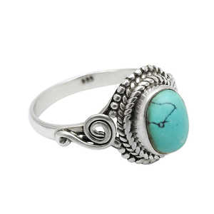 Bagues unisexes en argent sterling 925 avec pierre précieuse turquoise, bijoux tendance pour mariage, fête et anniversaire, bijoux bohèmes en pierre naturelle - Product Image 1