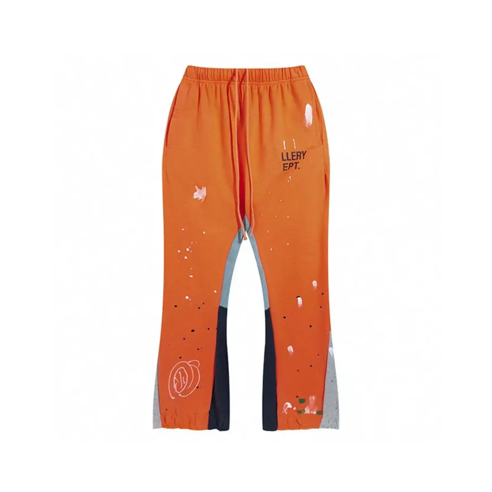 Pantalones acampanados naranjas con logotipo personalizado, pantalones de chándal ligeros y transpirables, pantalones apilados deportivos con bolsillos con cremallera de ajuste clásico para hombre