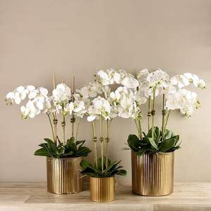 Vase à fleurs décoratif d'intérieur élégant en métal martelé doré Pots de jardinière de couloir d'entrée pour salon et bureau Vase de sol - Product Image 2