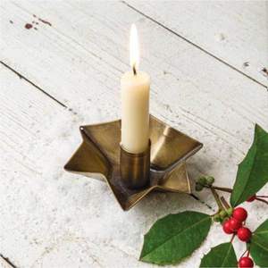 Porte-bougie en laiton étoile de Noël, petit support décoratif pour bougie chauffe-plat, plateau à bougie en métal rustique pour la décoration de fête de festival - Product Image 1