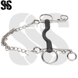 Bocado de Acero Inoxidable Resistente y Ligero, Tipo Pelham, con Cadena de Control de Doble Acción, 5 Pulgadas, Estándar para Caballos - Product Image 3