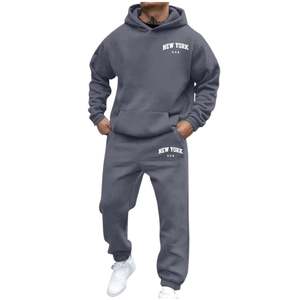 Sweat à capuche et jogger gris anthracite pour hommes de haute qualité ensemble 2 pièces survêtement décontracté chaud polaire vêtements de détente avec poches avant - Product Image 1