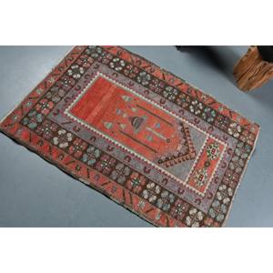 Classic Vintage Turkish <b>Rug</b> <b>Traditional</b> Orange Brown 2.7x3.9ft Flat Weave Patchwork Design Wool Material Latex Rectangle Hallway - Product Image 4