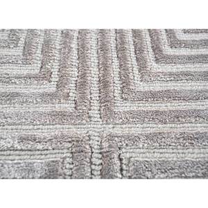 Tapis de salon géométrique gris et noir noué à la main en laine et soie de bambou - AIWB-3030 - Product Image 3