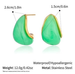 Stainless Silver Jewelry Earings Trendy Prehnite Stone <b>Earrings</b> Minimalist Style Stainless Silver <b>Stud</b> <b>Earrings</b> - Product Image 3