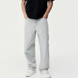 Pantalones de mezclilla personalizados de calidad superior para hombre, pantalones vaqueros ajustados para hombre, transpirables, rectos, ácidos, lavados Vintage, transpirables - Product Image 1