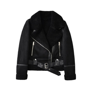 Wholesale Custom Ladies Leather <b>Fur</b> Bomber Jacket | Luxury Faux <b>Fur</b> <b>Trim</b> Winter Jacket | Stylish Women Bomber Coat Manufacturer - Product Image 2