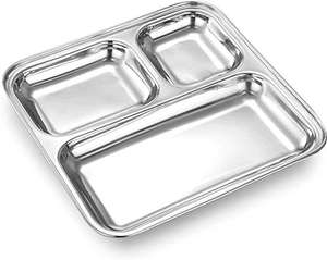 VENTE CHAUDE ÉCOLE SERVANT EN ACIER INOXYDABLE MESS PLATEAU ALIMENTAIRE ASSIETTE CUISINE 2 COLONNE SERVEUR ALIMENTAIRE POUR LES HOSTELS - Product Image 1